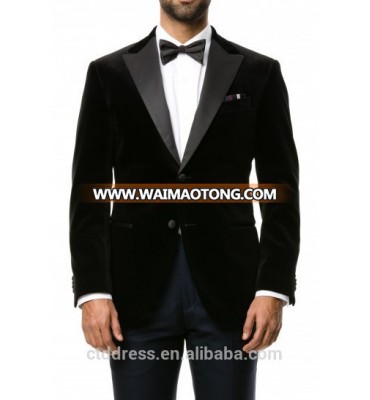 2014 hand made black velvet with satin lapel custom velvet suits designs